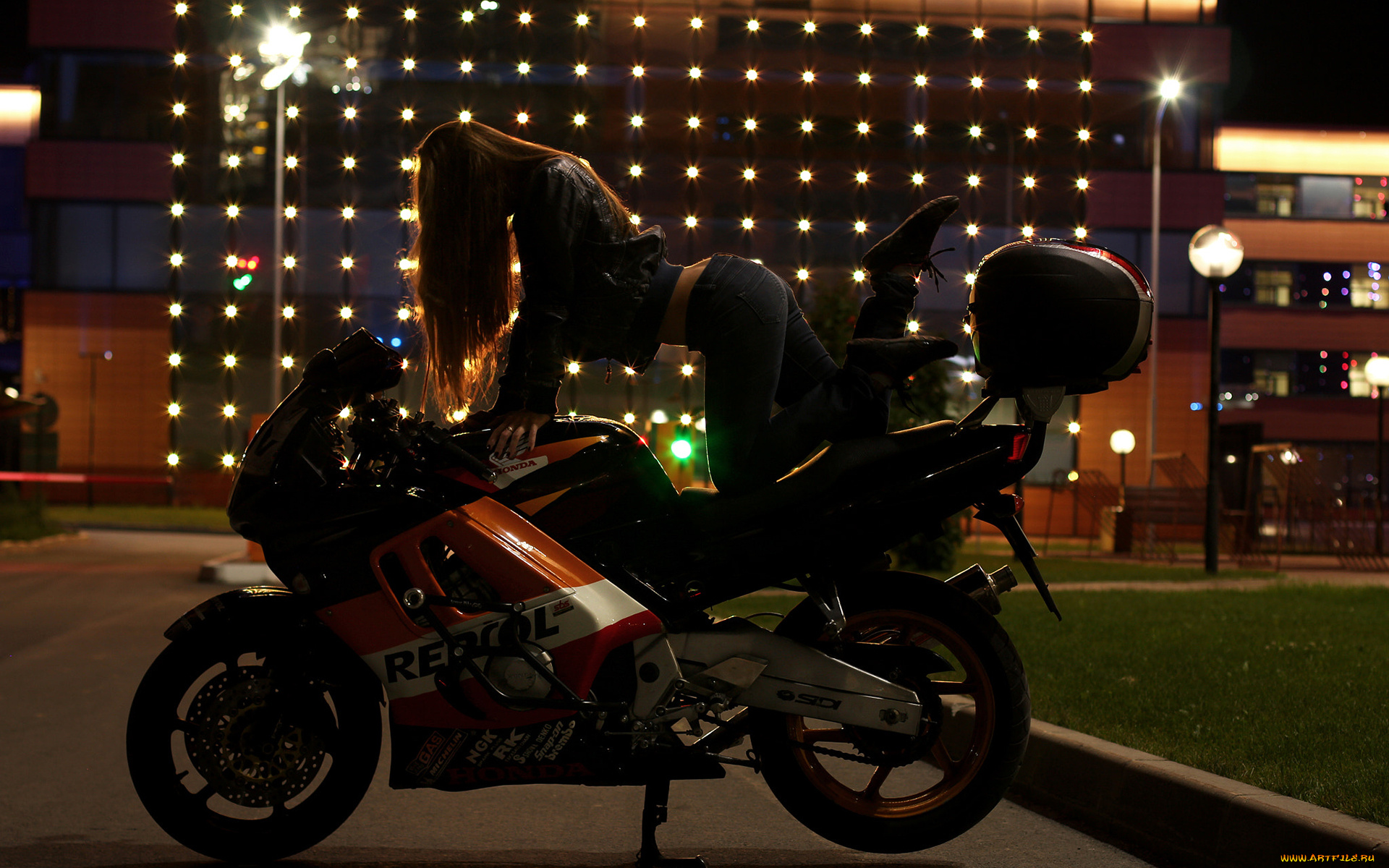 мотоциклы, мото, с, девушкой, honda, красивая, девушка