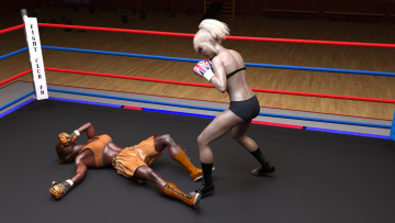 Картинка 3д+графика спорт+ sport бокс ринг фон взгляд девушки