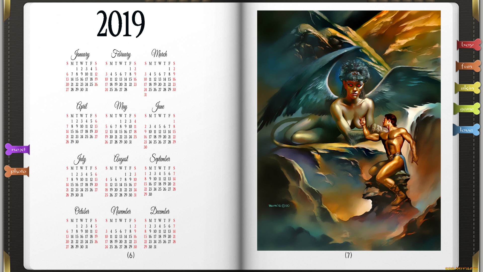 календари, фэнтези, крылья, мужчина, книга