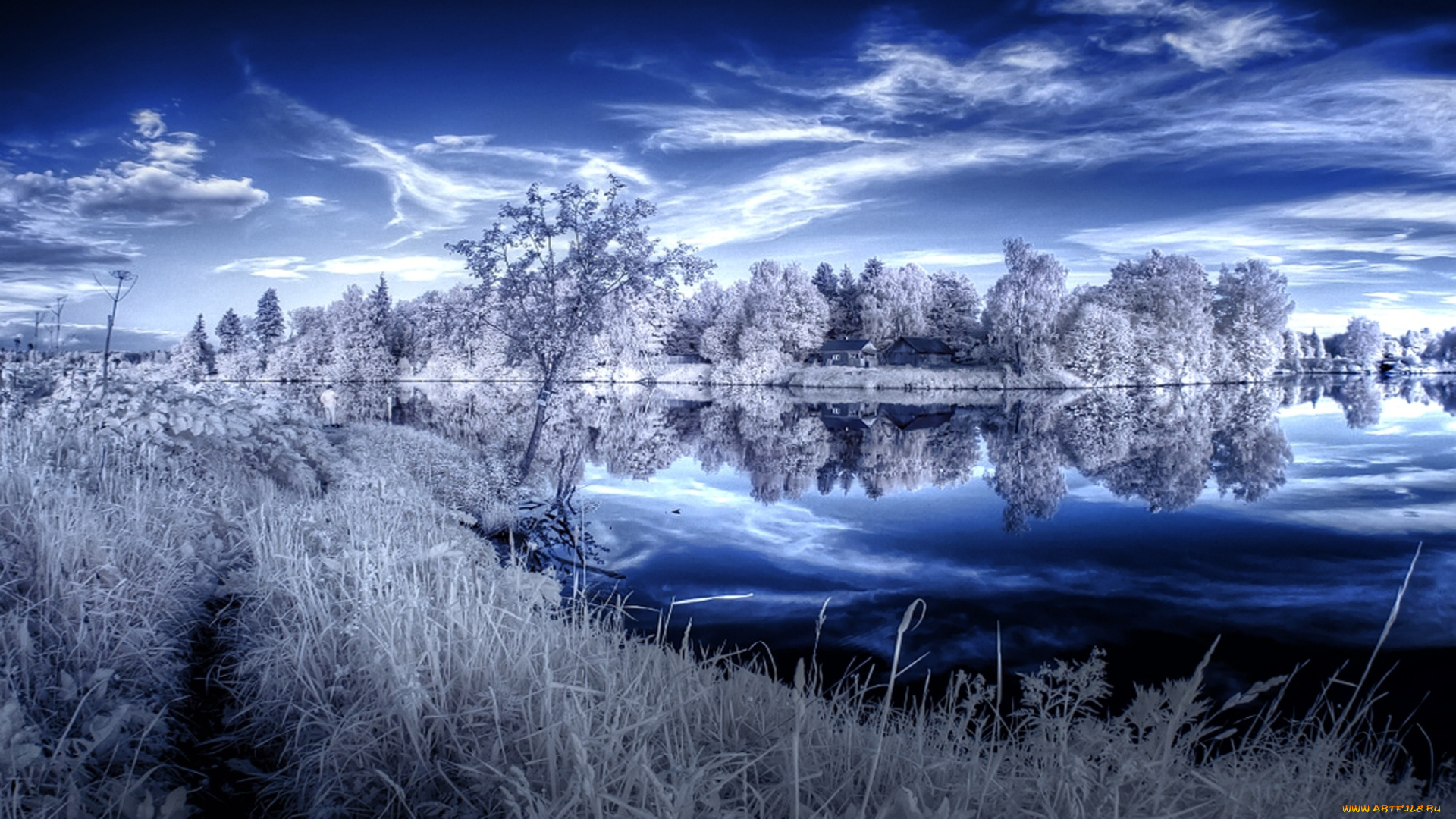 infrared, winterscape, природа, зима, пейзаж, озеро