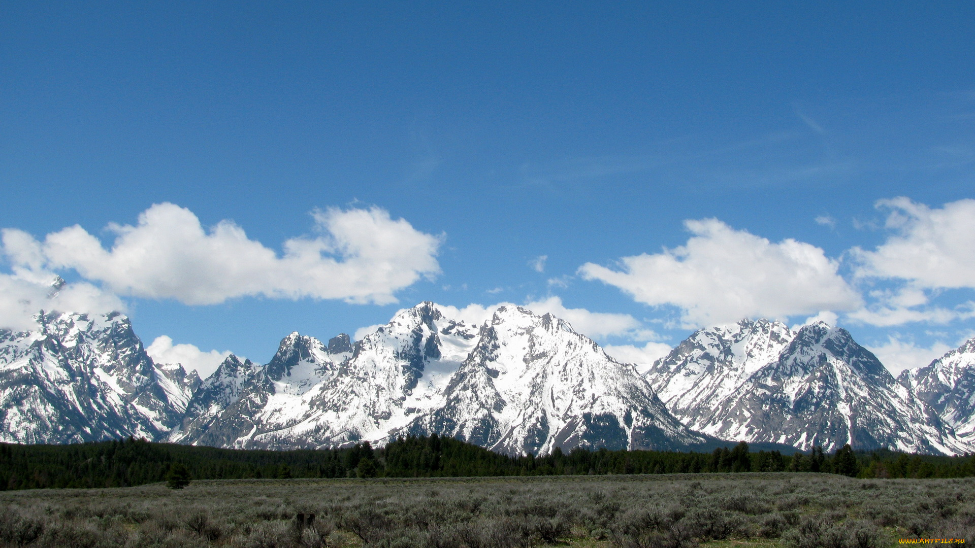 природа, горы, grand, teton, national, park, range, usa, wyoming