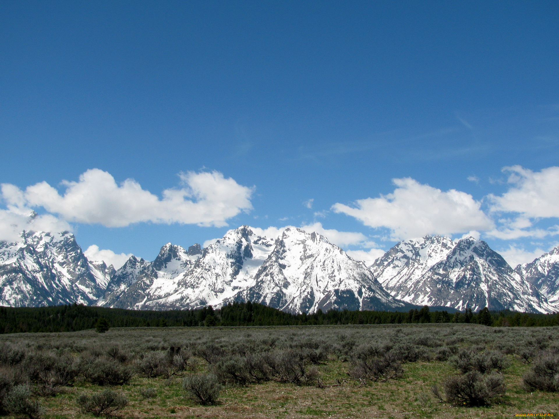 природа, горы, grand, teton, national, park, range, usa, wyoming