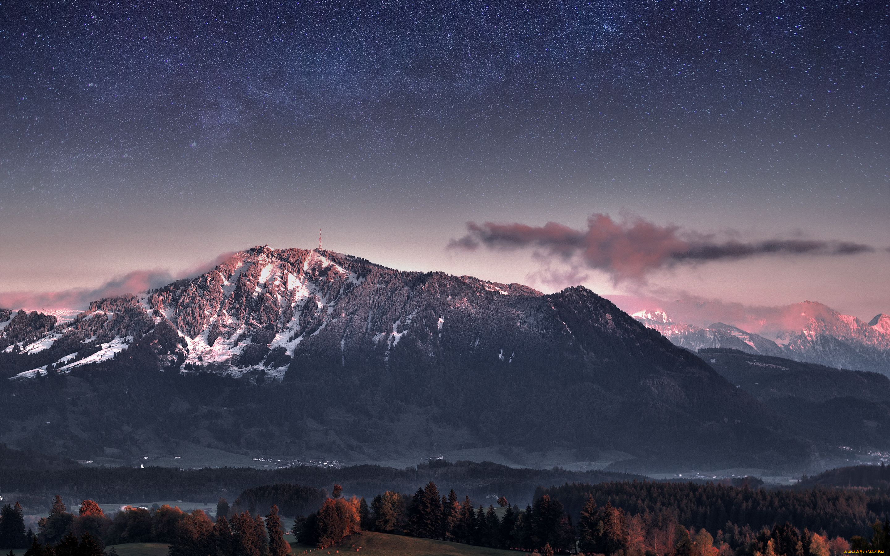 природа, горы, milky, way, germany, bavaria