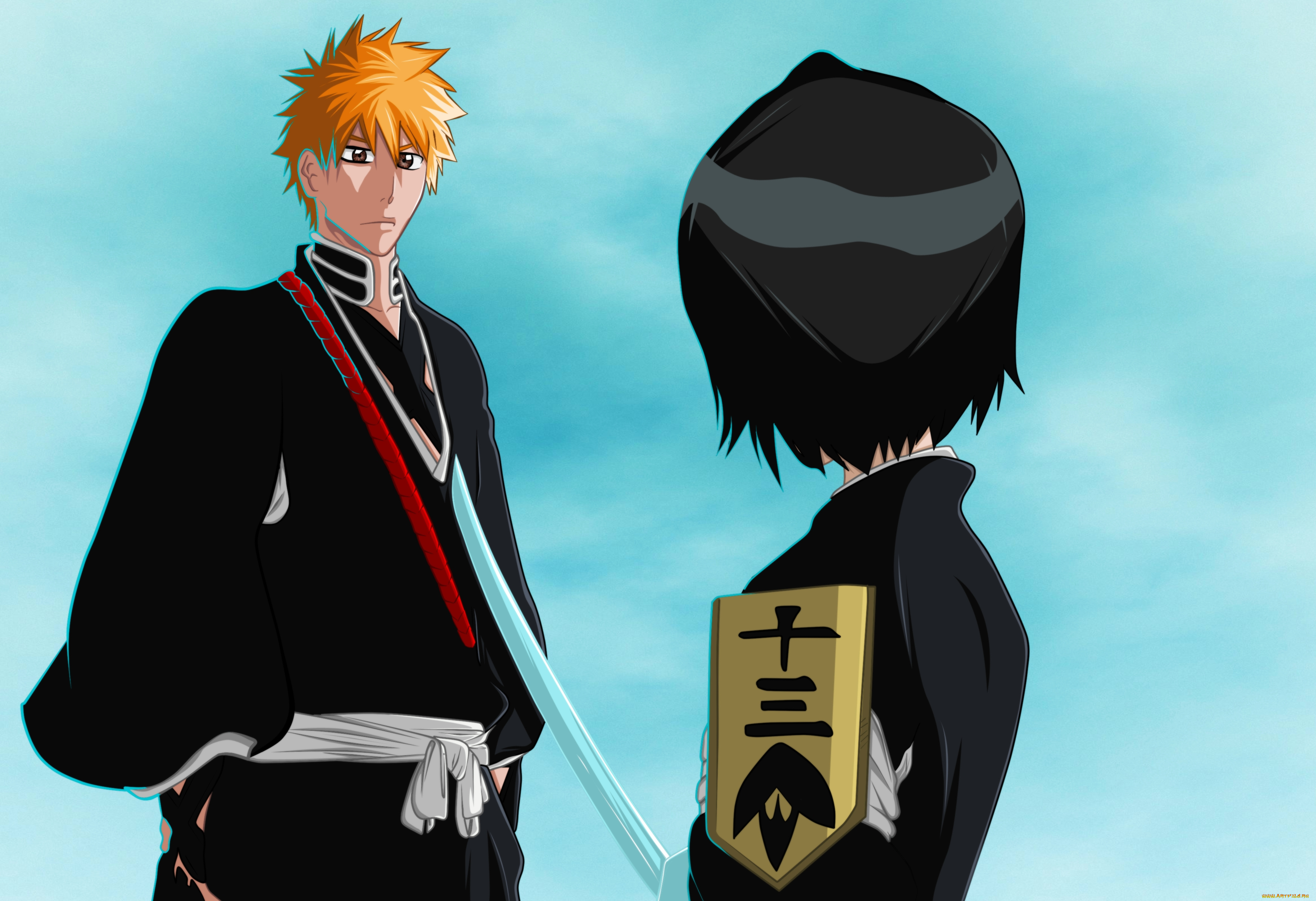 аниме, bleach, kurosaki, ichigo, kuchiki, rukia