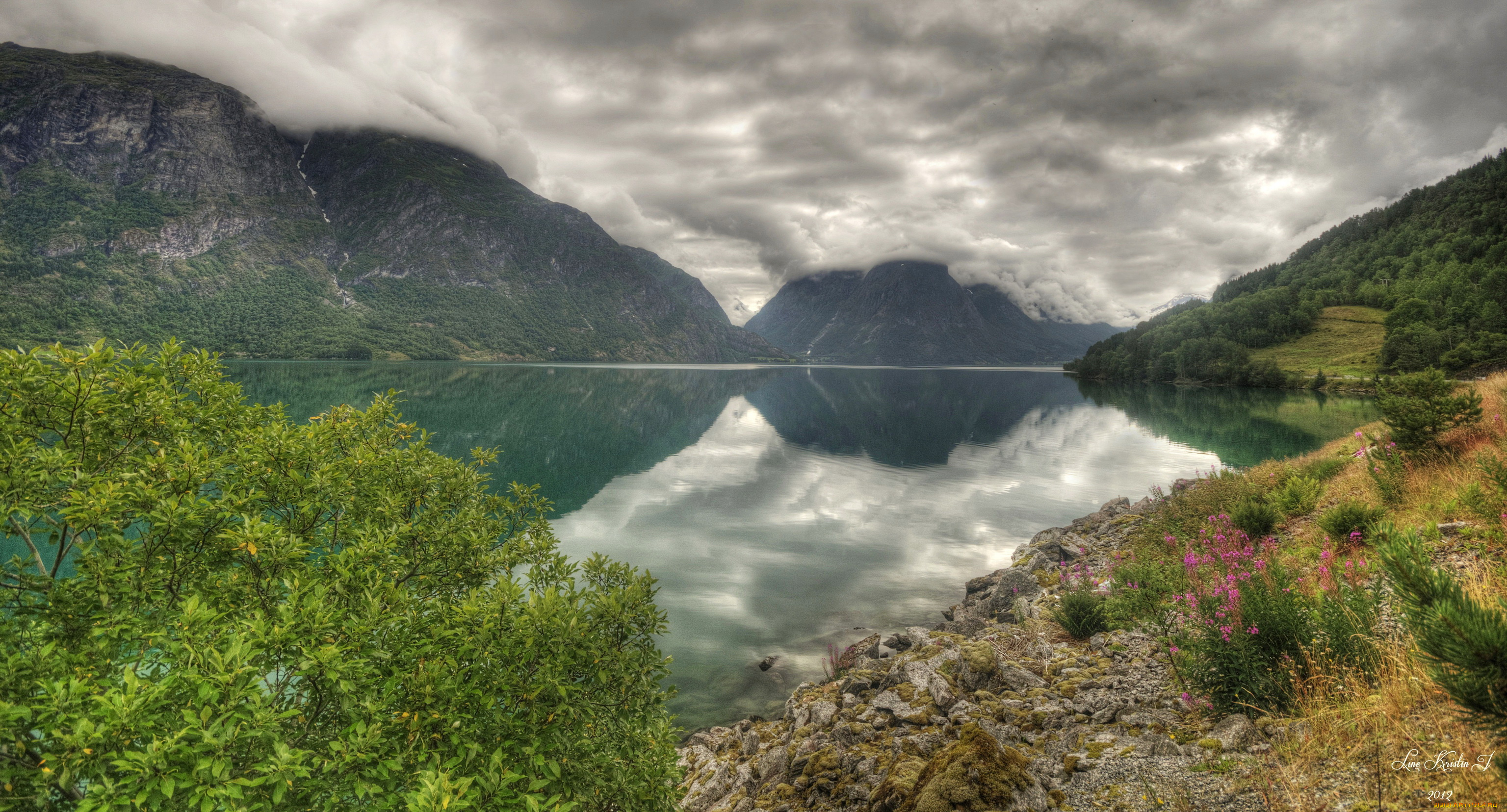 lake, strynsvatnet, norway, природа, реки, озера, горы, озеро