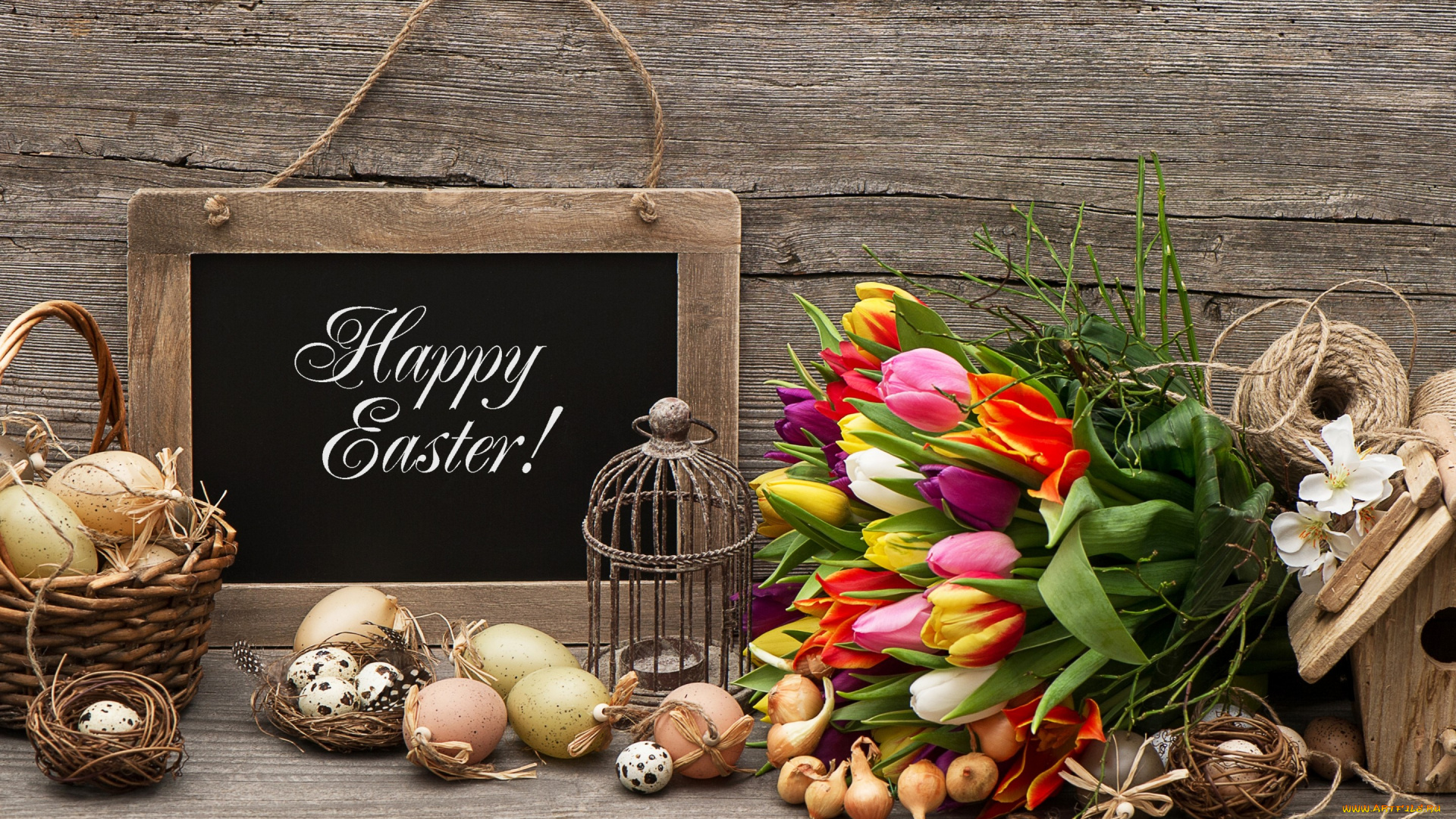 праздничные, пасха, flowers, eggs, easter, тюльпаны, цветы, яйца