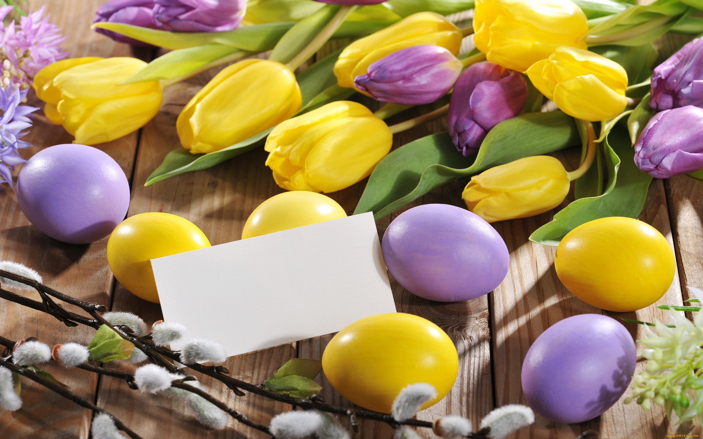 праздничные, пасха, яйца, flowers, spring, eggs, easter, тюльпаны, цветы, верба