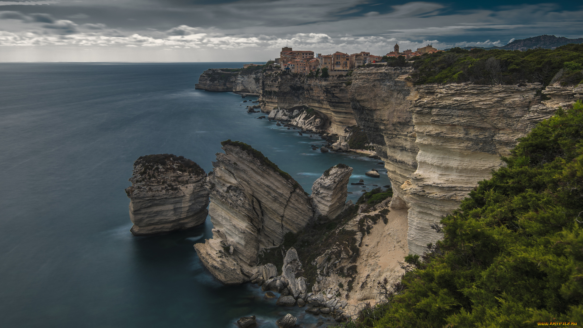 bonifacio, , corsica, города, -, пейзажи, скалы, берег, море