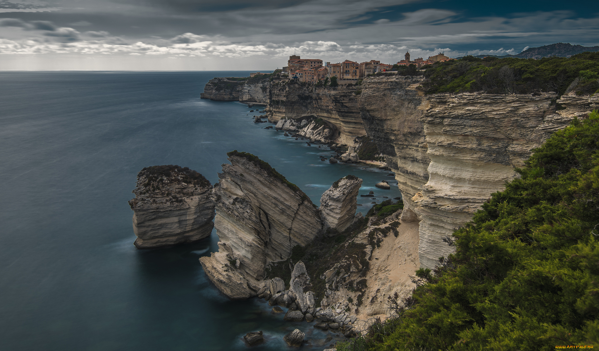 bonifacio, , corsica, города, -, пейзажи, скалы, берег, море