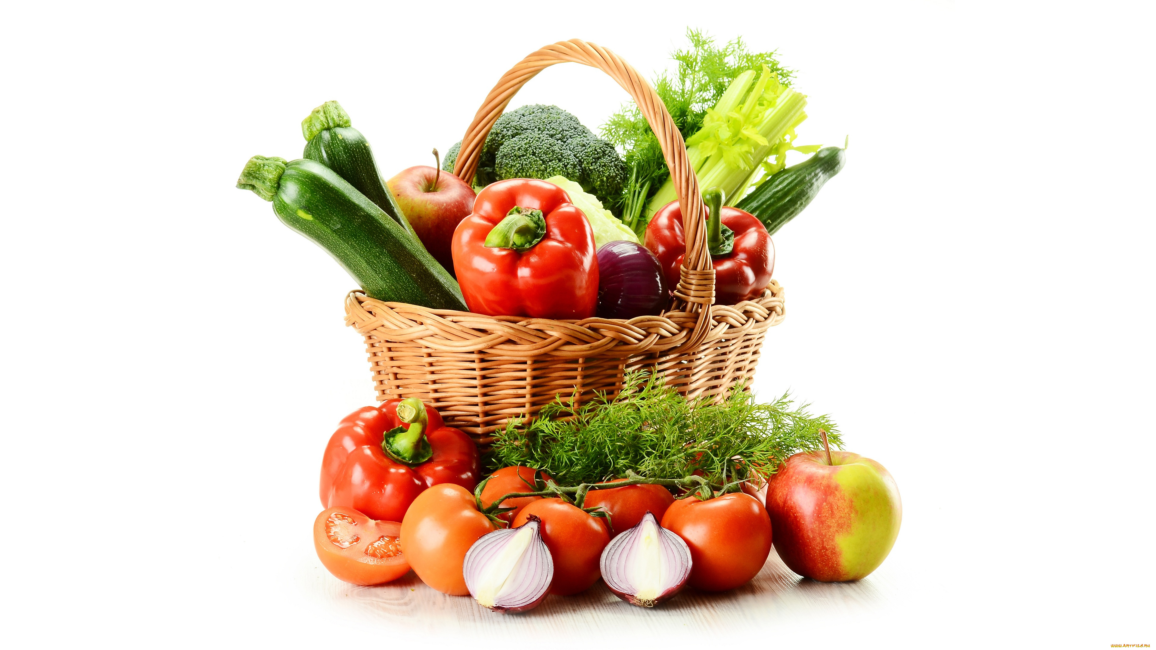 еда, овощи, перец, цукини, помидоры, лук, брокколи