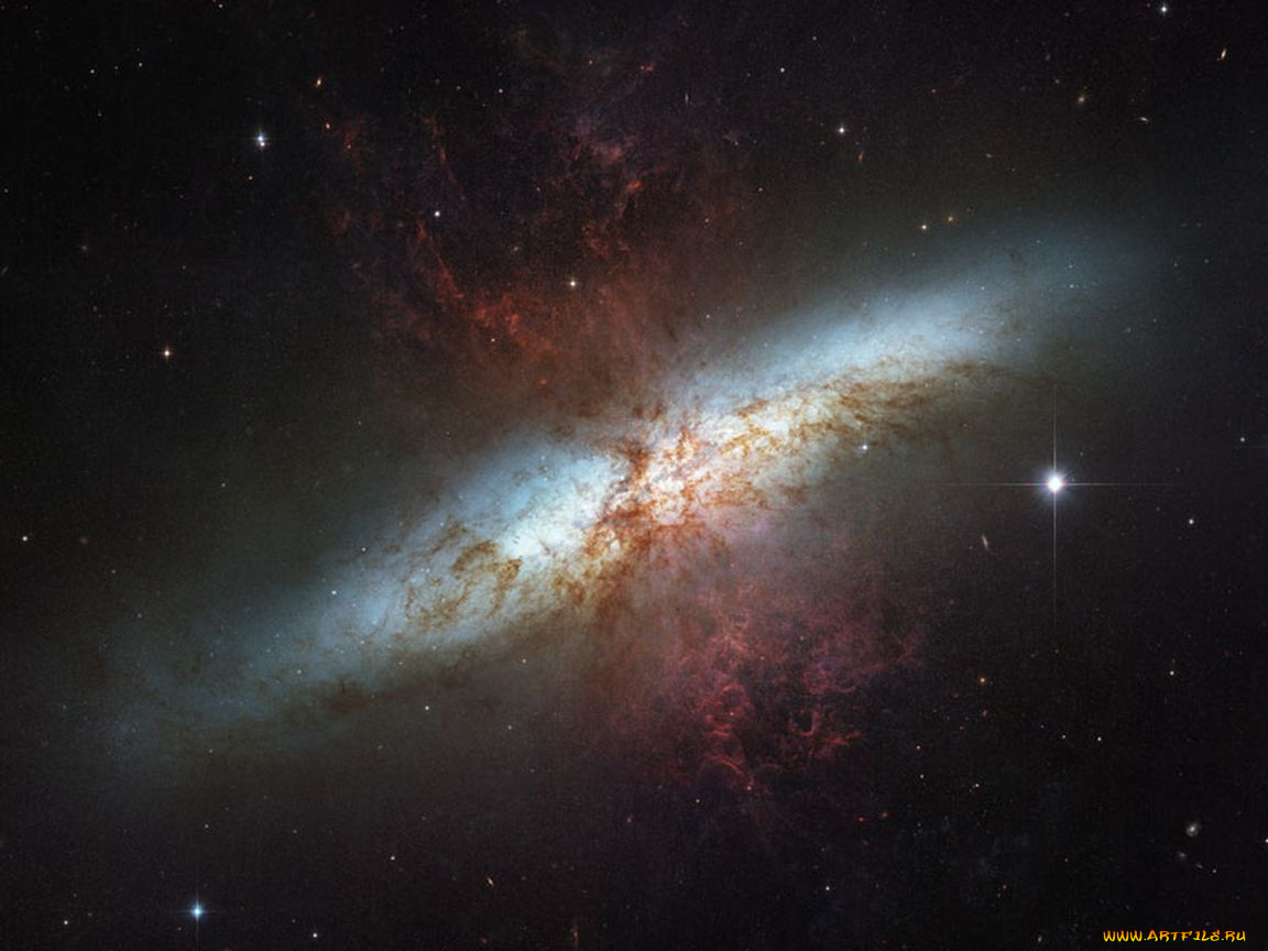 m82, галактика, со, сверхгалактическим, ветром, космос, галактики, туманности