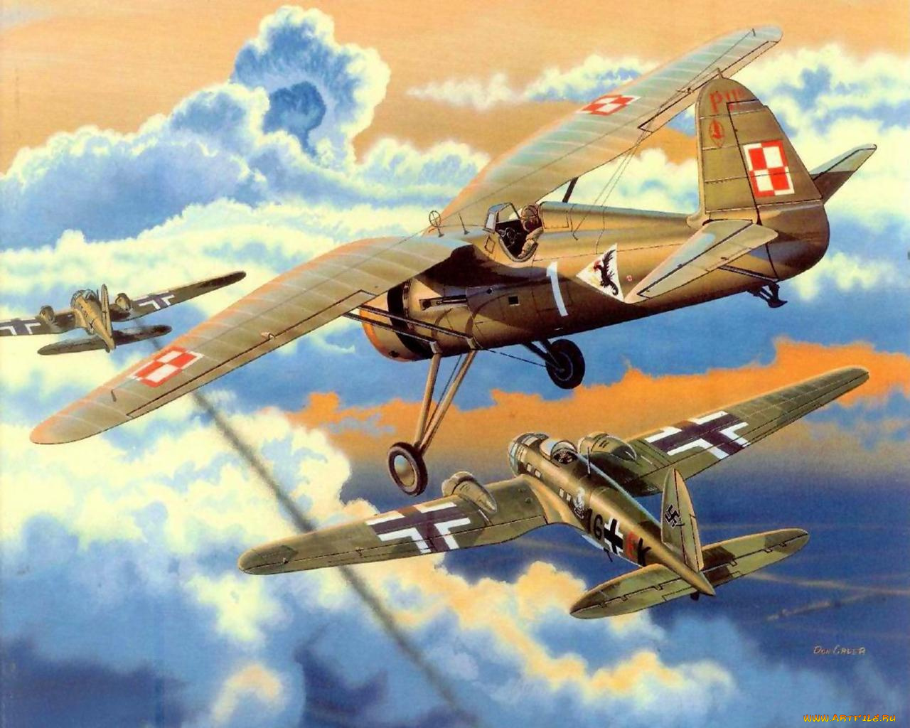 pzl, 1c, 09, 1939, kapit, opulski, авиация, 3д, рисованые, graphic