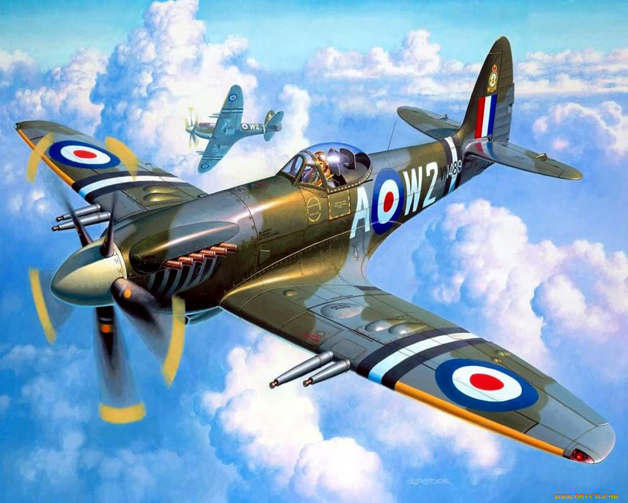 spitfire, mk, xxii, авиация, 3д, рисованые, graphic