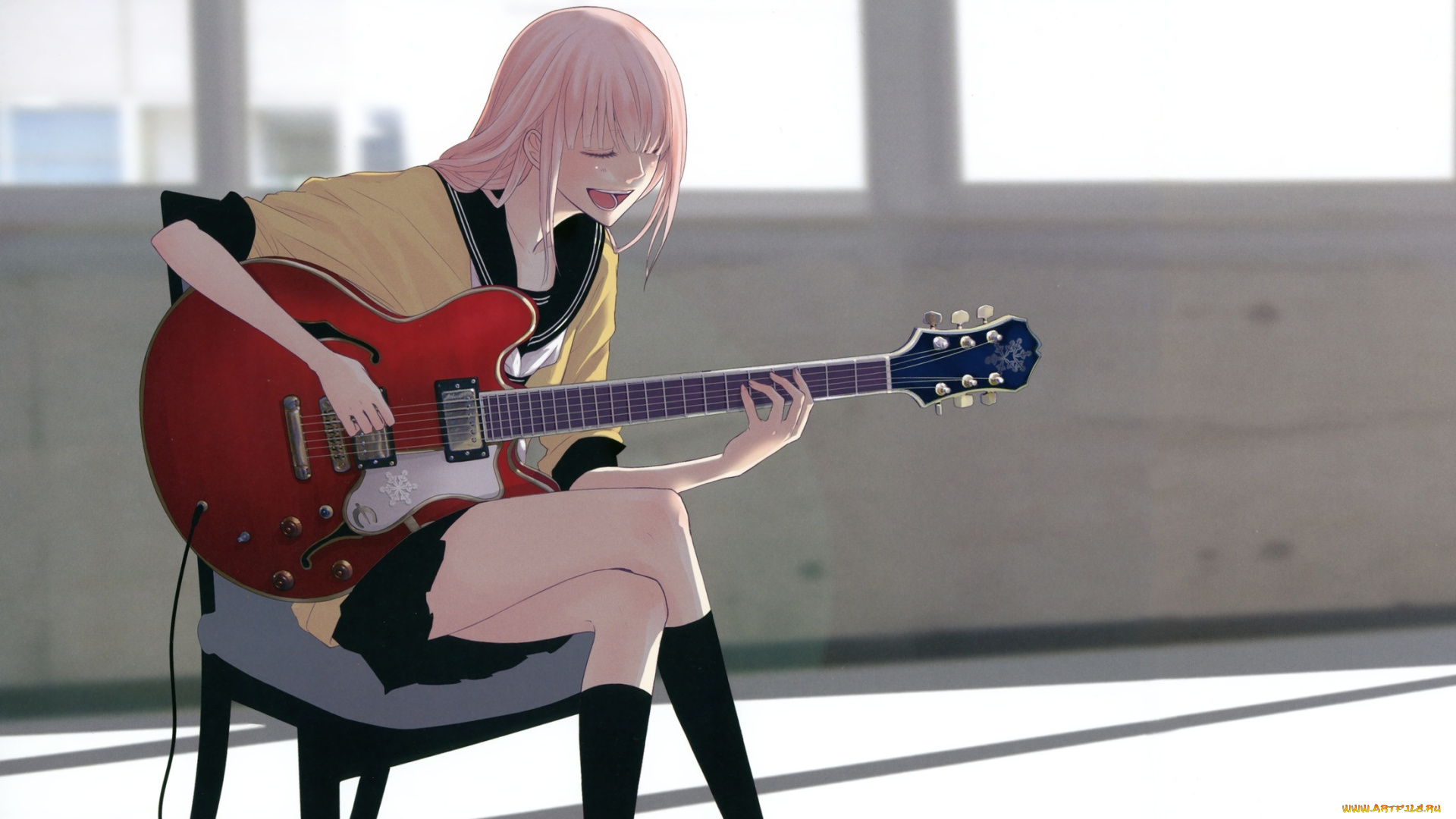 аниме, vocaloid, megurine, luka, guitar