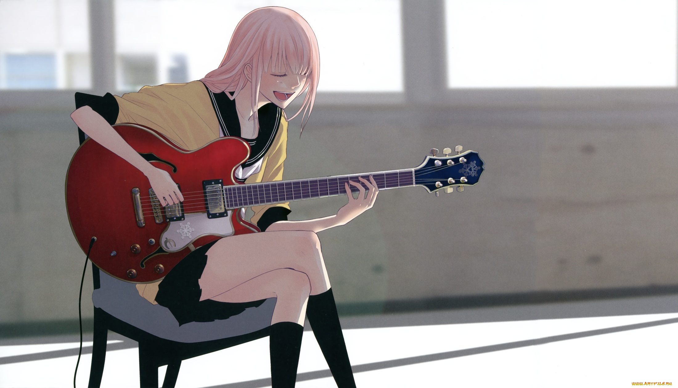 аниме, vocaloid, megurine, luka, guitar