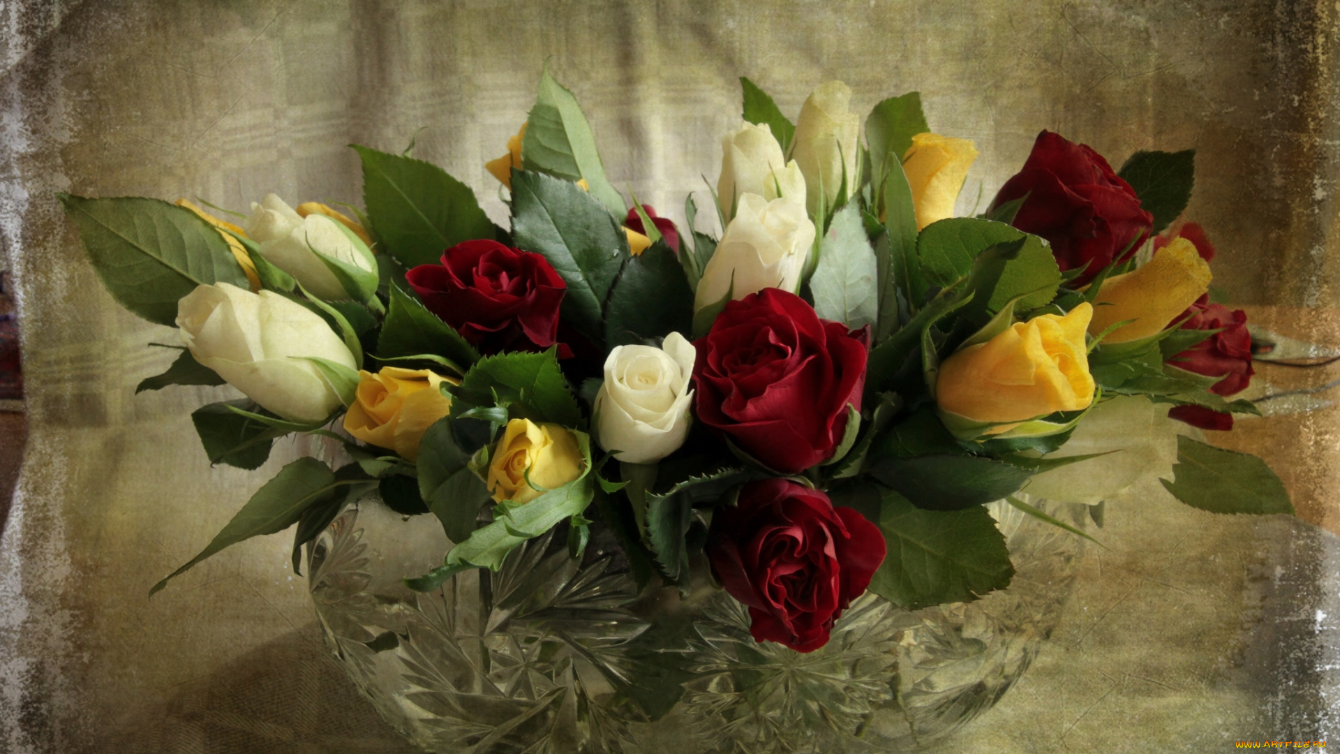 цветы, розы, текстура, букет, ваза