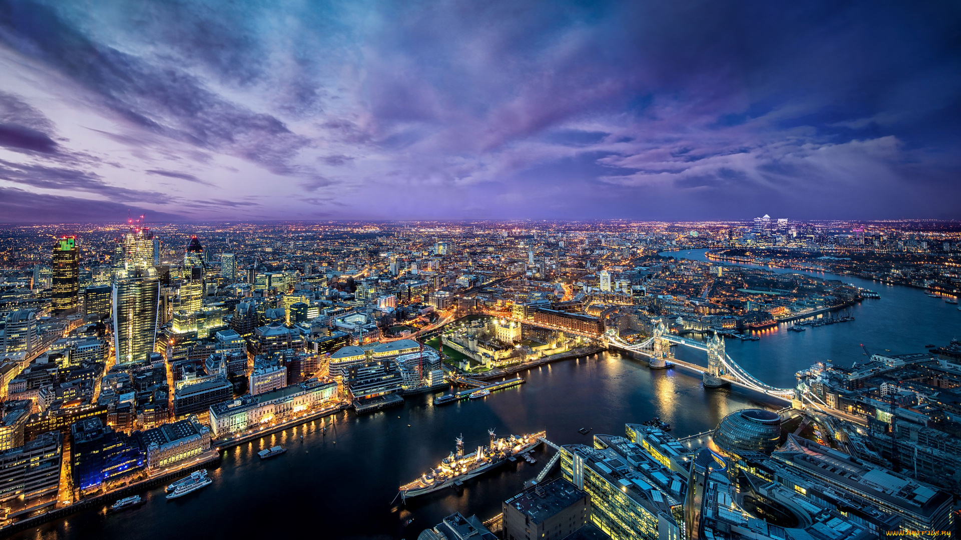 london, города, лондон, великобритания, темза, река, панорама, ночной, город, тауэрский, мост, корабли, здания