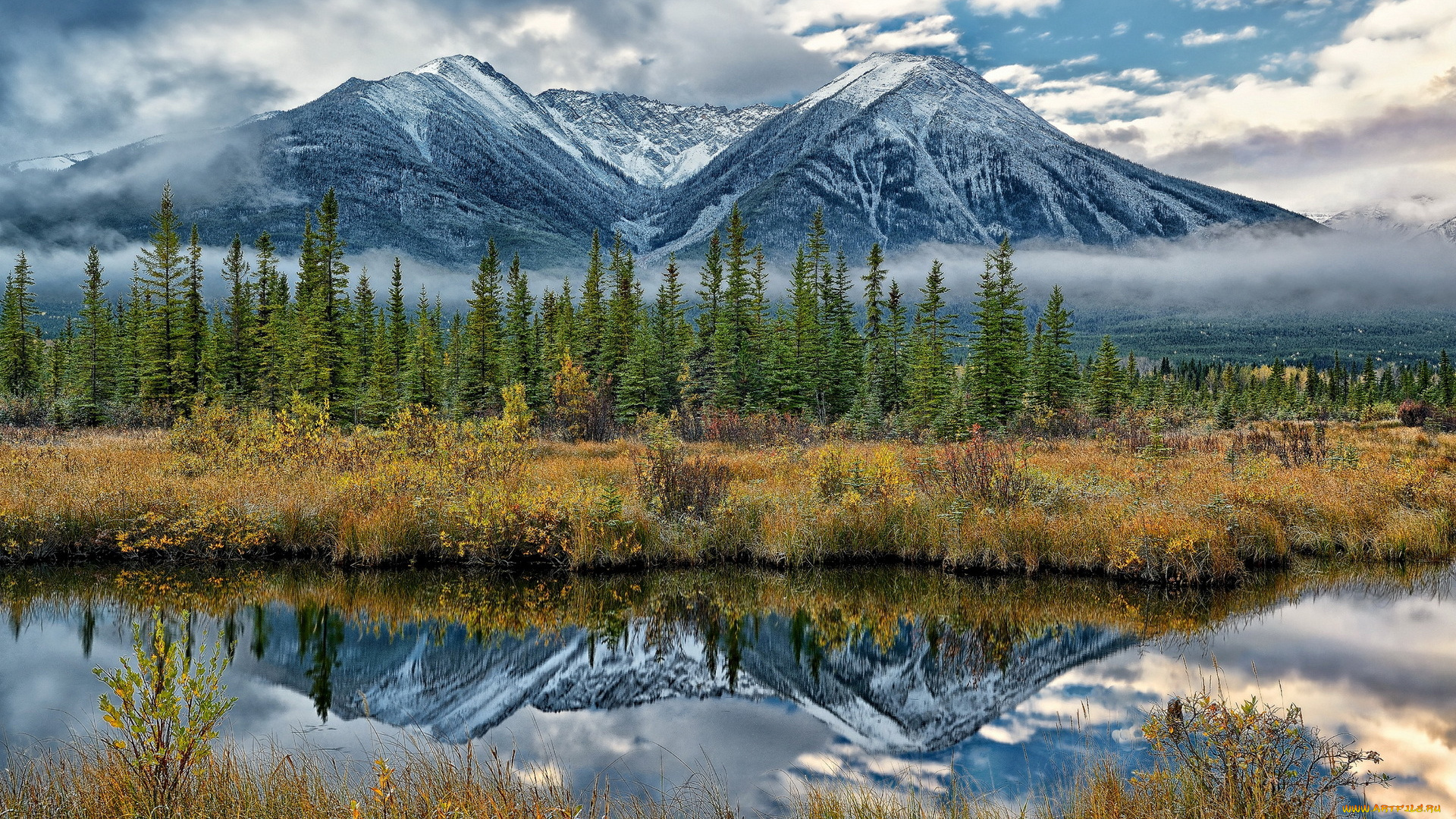 природа, реки, озера, горы, озеро, пейзаж, canada, banff, alberta