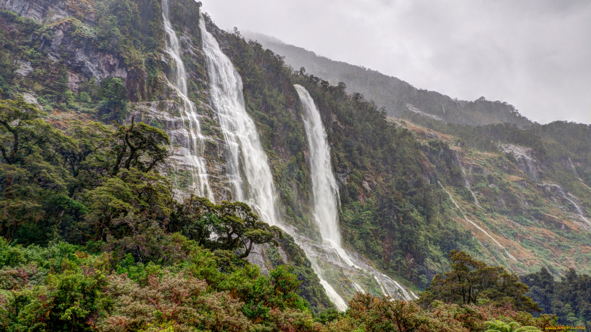 природа, водопады, новая, зеландия