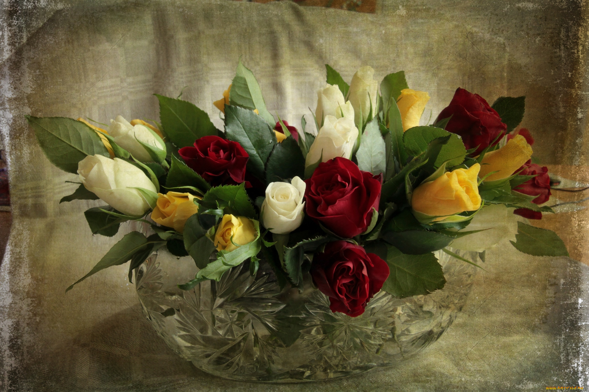 цветы, розы, текстура, букет, ваза