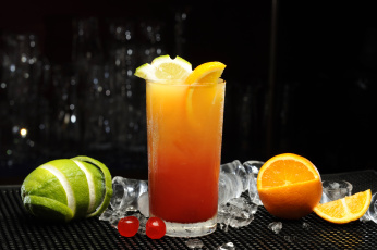 Картинка еда напитки коктейль лайм стакан флорида сок апельсин цитрусы вишня лед