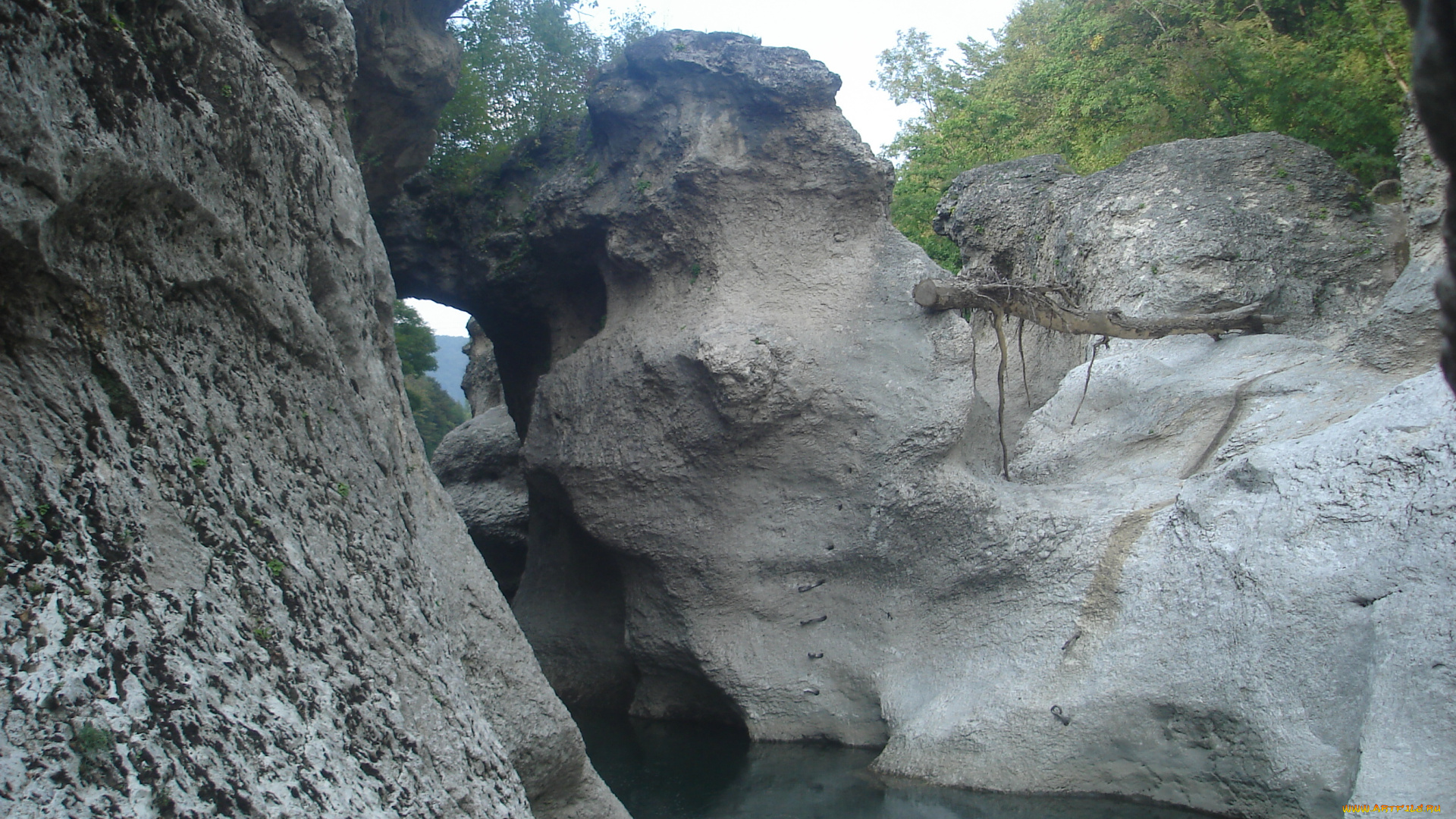 река, белая, природа, вода, кавказ