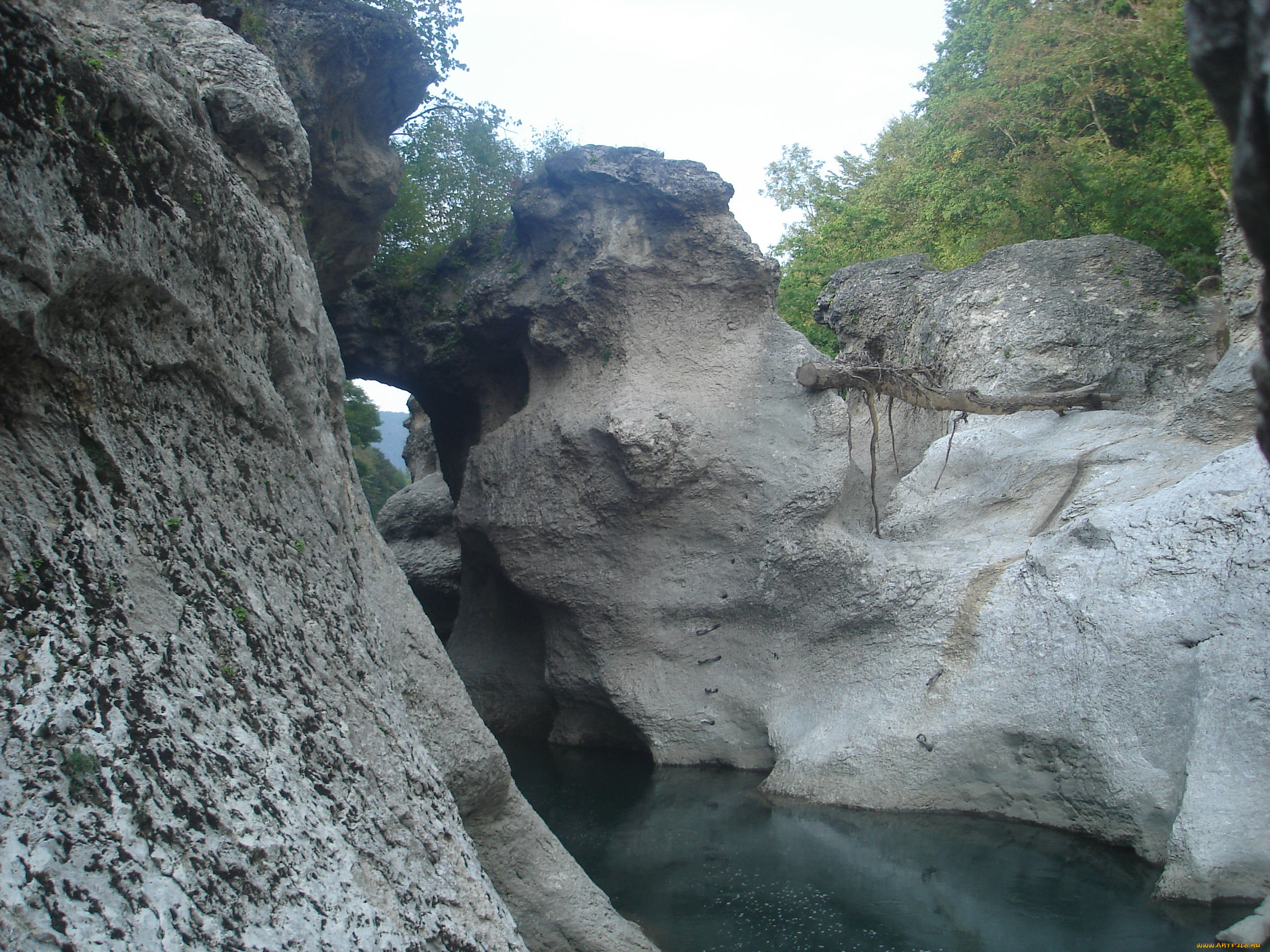 река, белая, природа, вода, кавказ