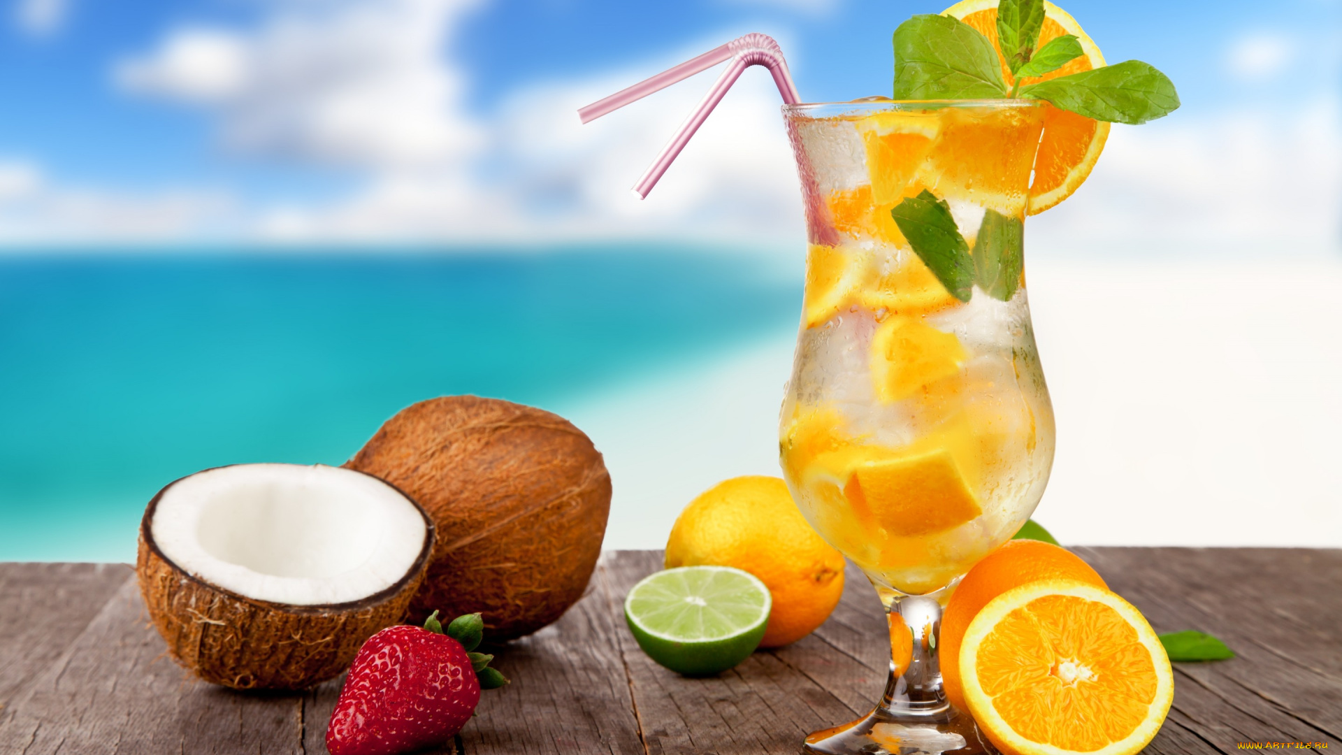 еда, напитки, , коктейль, фрукты, коктейль, пляж, море, paradise, sea, beach, summer, cocktail, fruit, fresh, drink, tropical