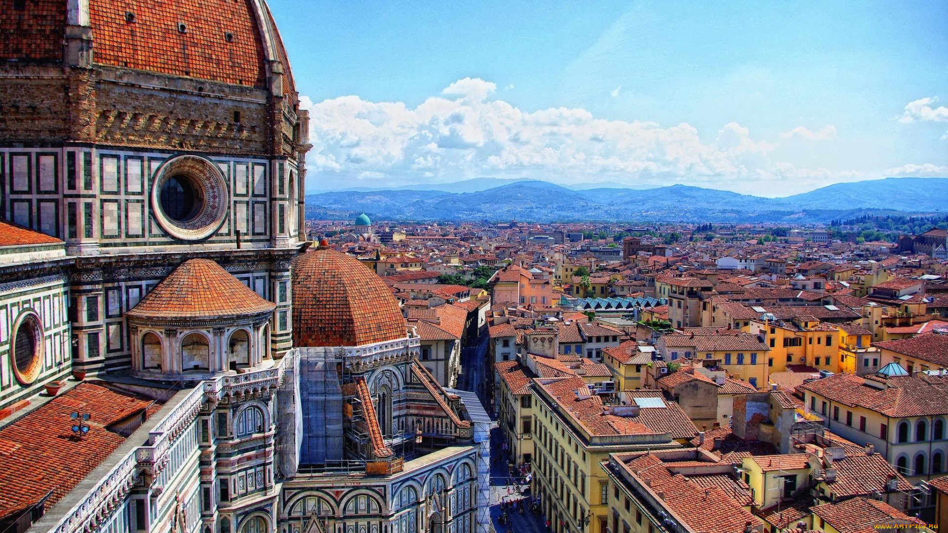 города, флоренция, , италия, панорама