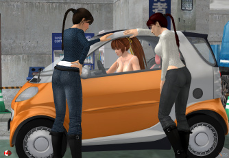 Картинка 3д+графика люди-авто мото+ people-+car+ +moto девушки автомобиль фон взгляд