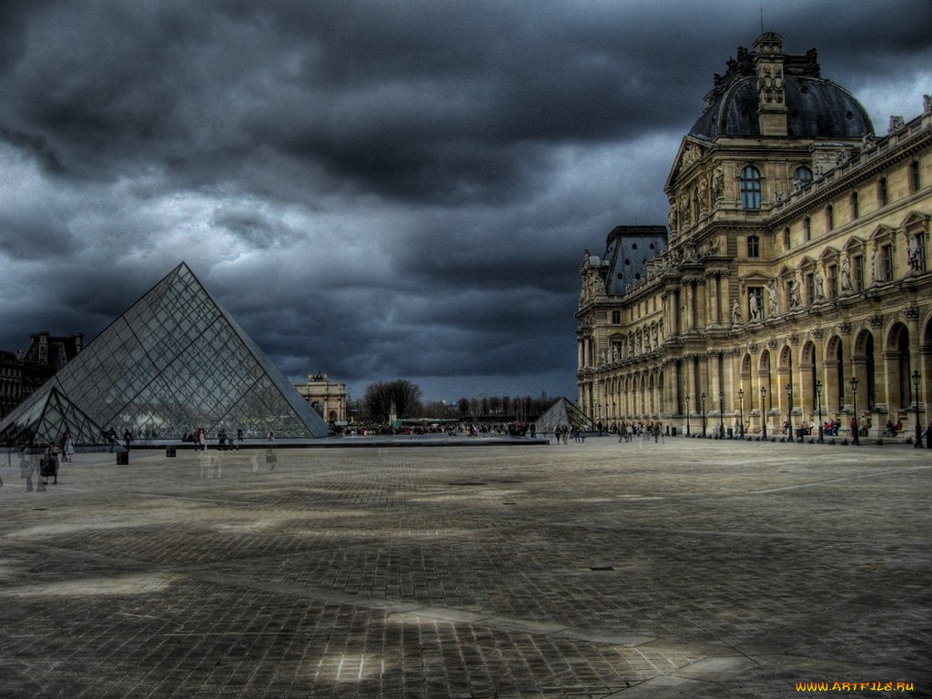 le, palais, du, louvre, города, париж, франция