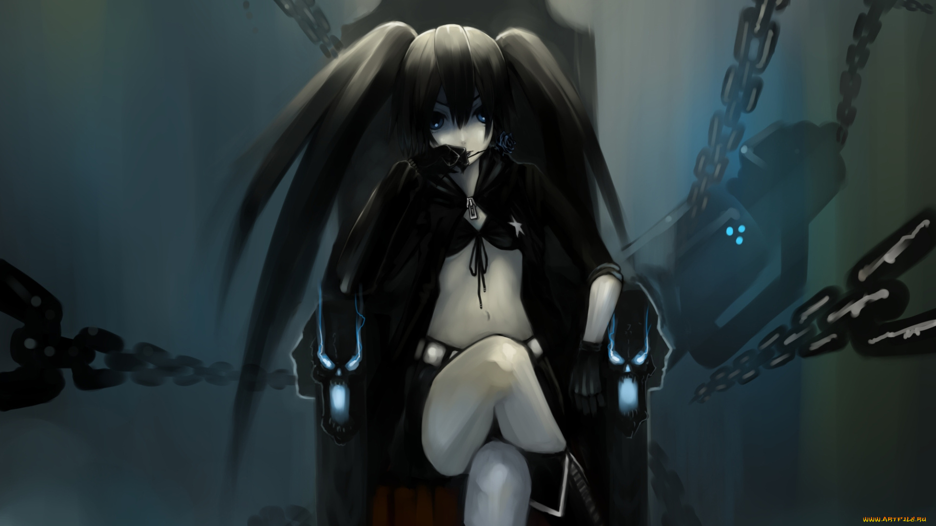 аниме, black, rock, shooter