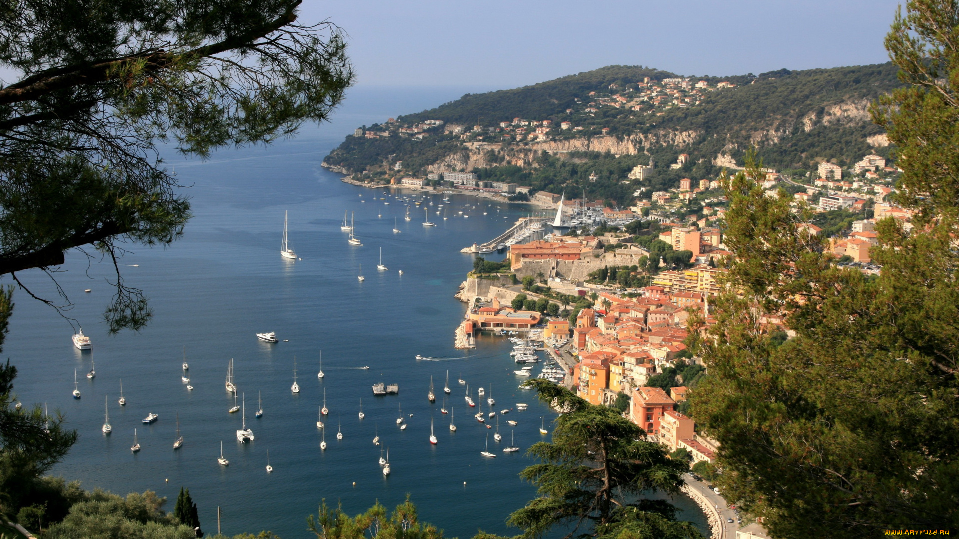 остров, port, cros, france, города, панорамы, море, панорама, дома, берег