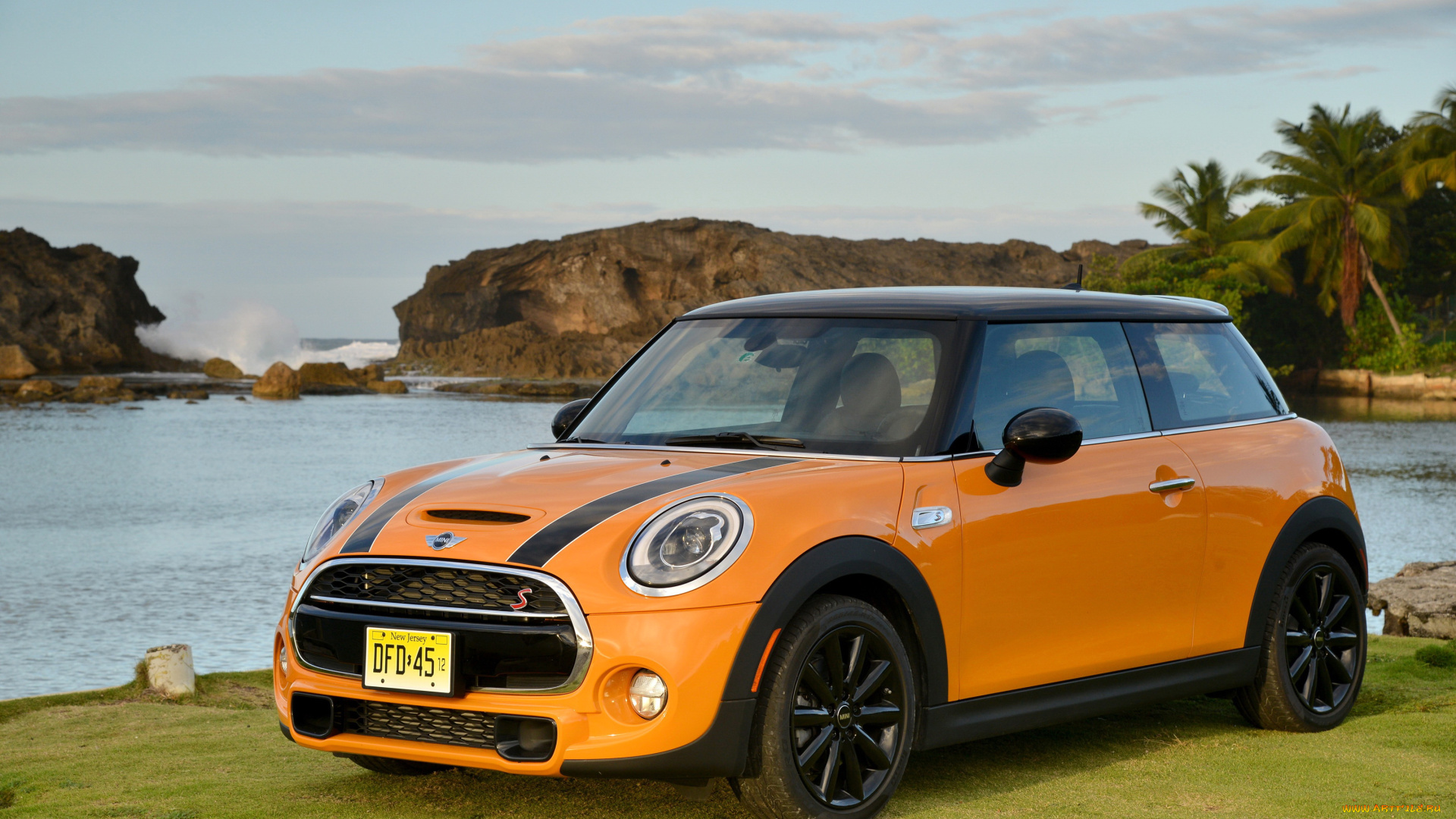 2014, mini, cooper, s, f56, автомобили, mini, побережье, тюнинг, оранжевый, cooper