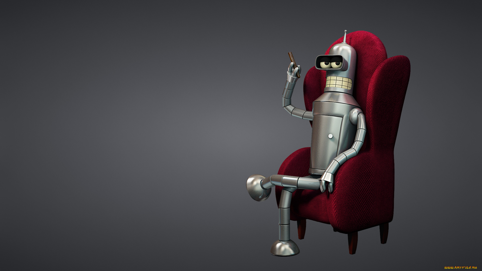 мультфильмы, futurama, bender, сигара, кресло, робот, rodriguez, bending, футурама