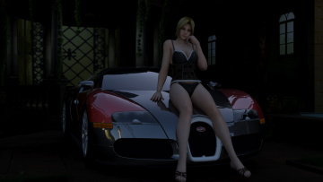 Картинка автомобили 3d+car&girl автомобиль фон взгляд девушка