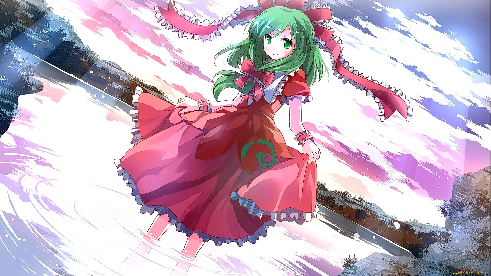 аниме, touhou, фон, взгляд, девушка