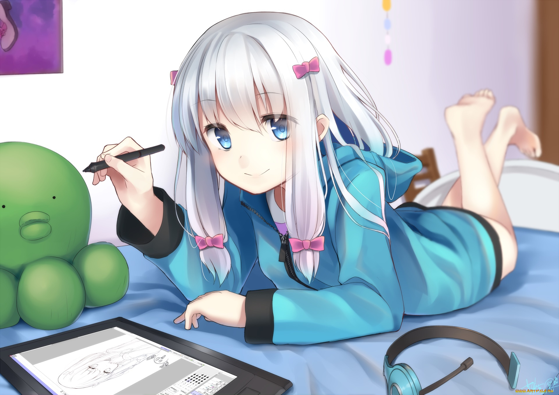 аниме, eromanga-sensei, фон, девушка, взгляд