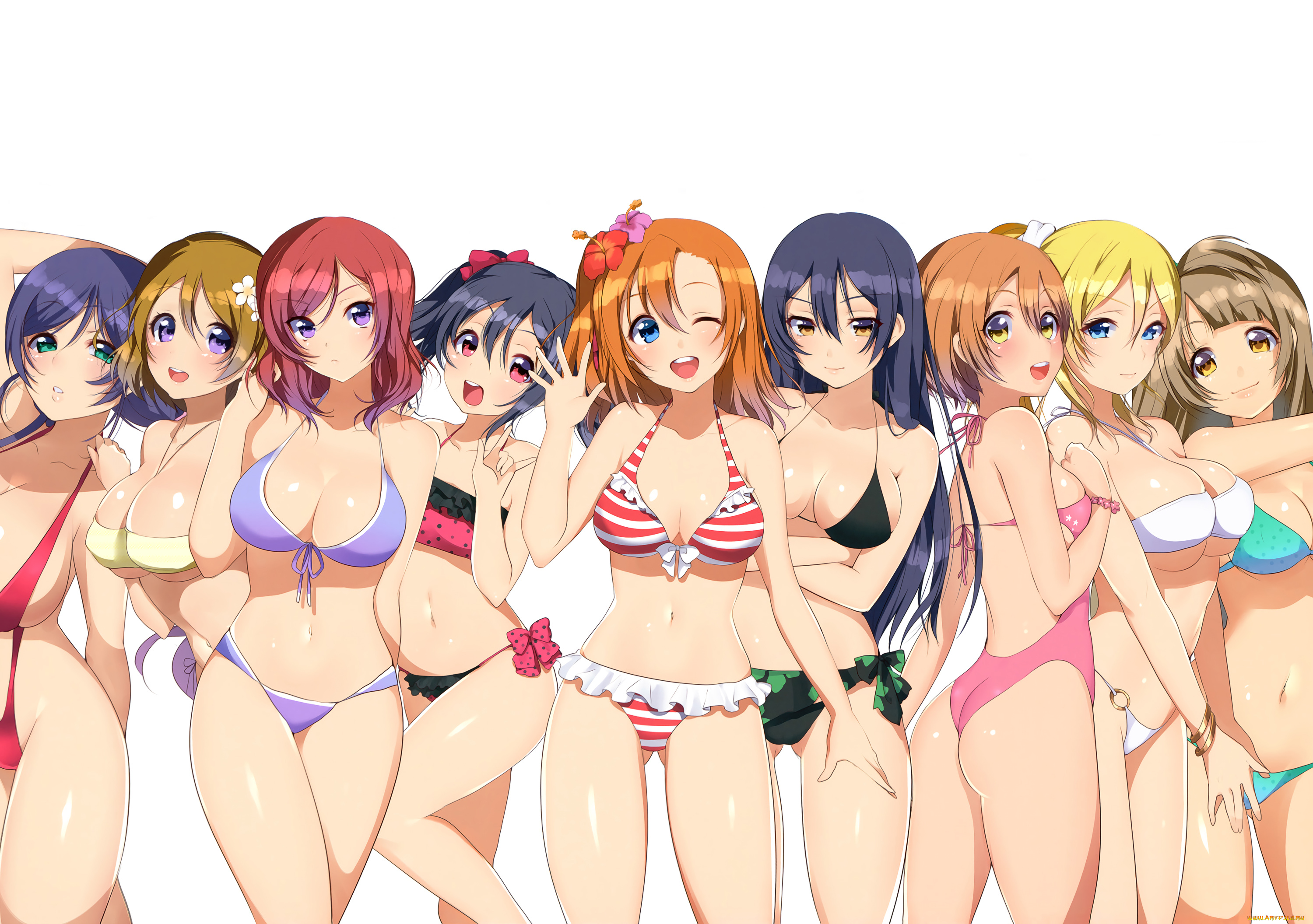 аниме, love, live, , school, idol, project, взгляд, фон, девушки