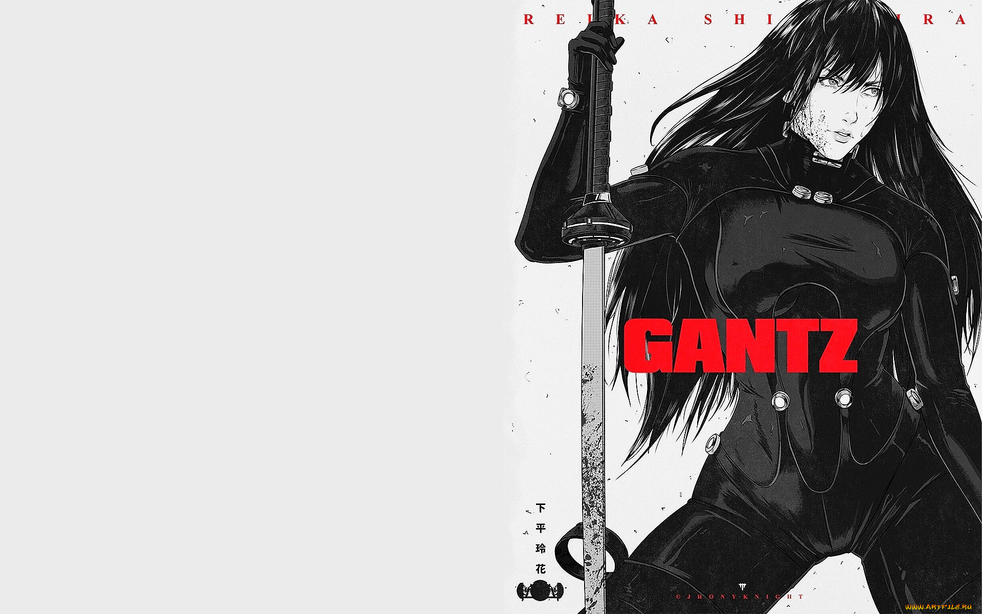 аниме, gantz, девушка, меч