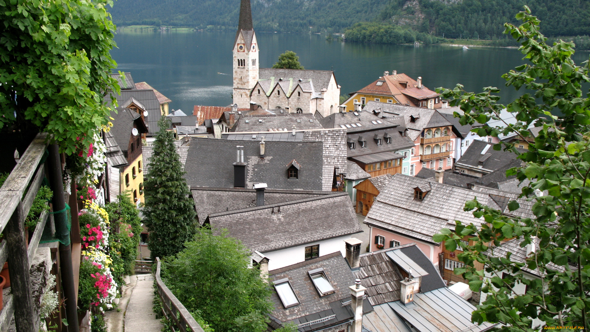 города, панорамы, hallstatt, австрия