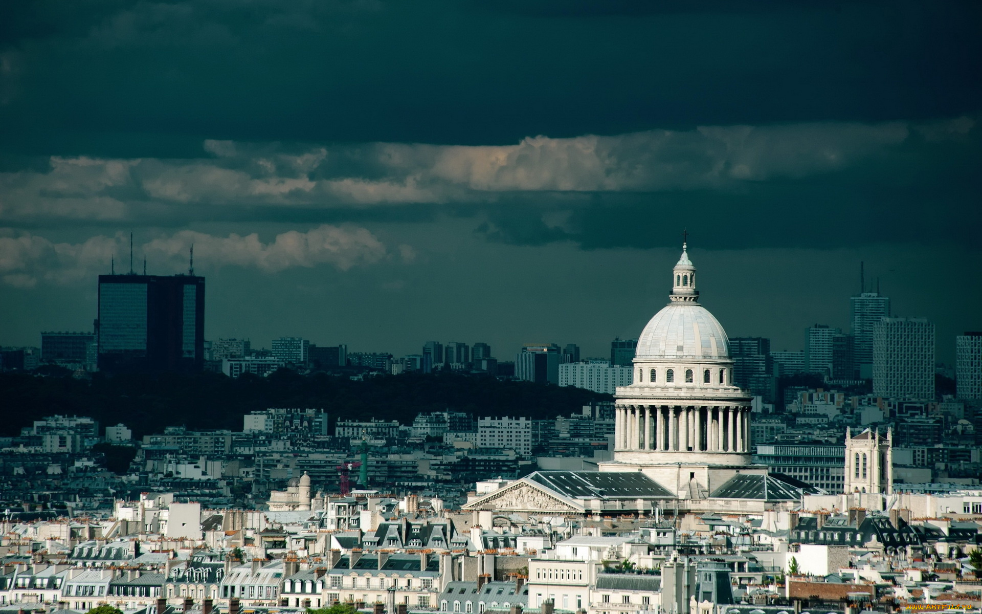paris, in, magnificent, black, and, white, города, париж, франция, здания, небо, ночь, город