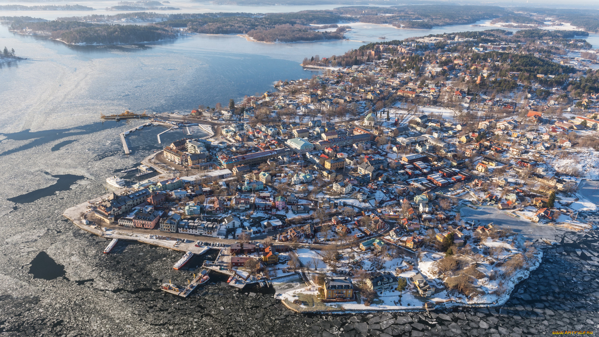 швеция, vaxholm, города, панорамы, панорама, дома