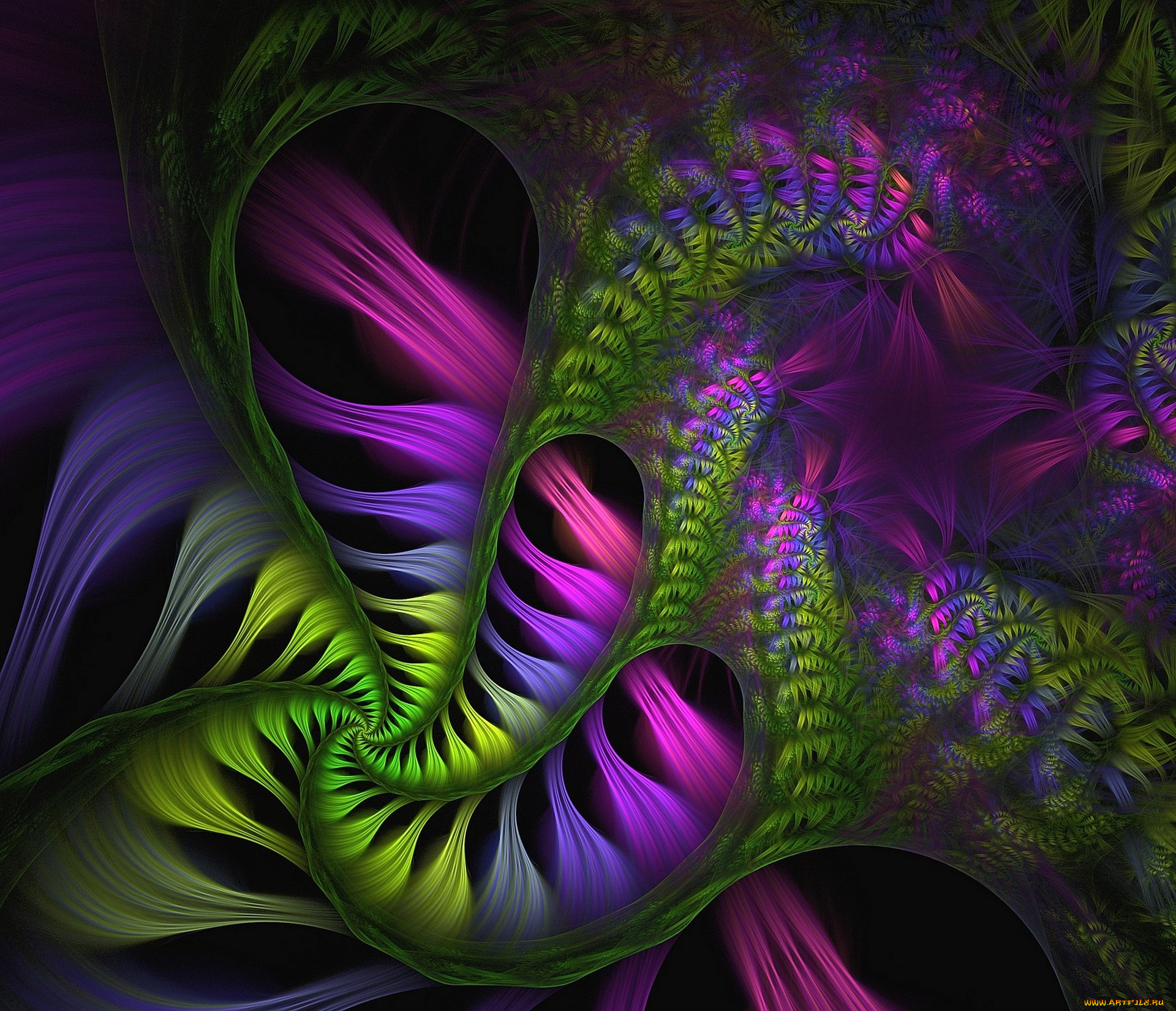 3д, графика, fractal, фракталы, узор, цвета