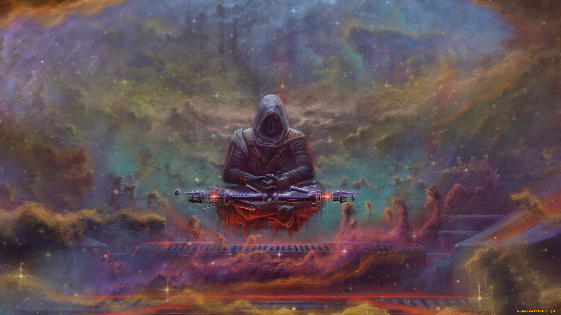 Монах медитирует арт фэнтези