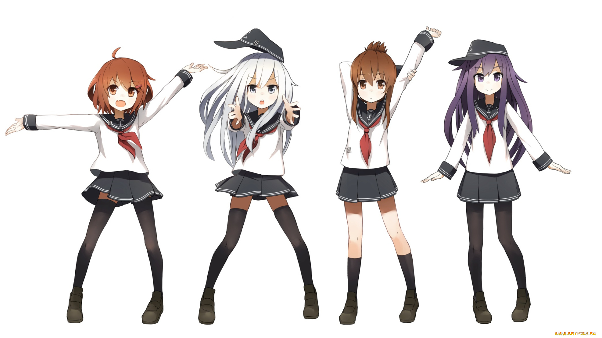 аниме, kantai, collection, фон, взгляд, девушки