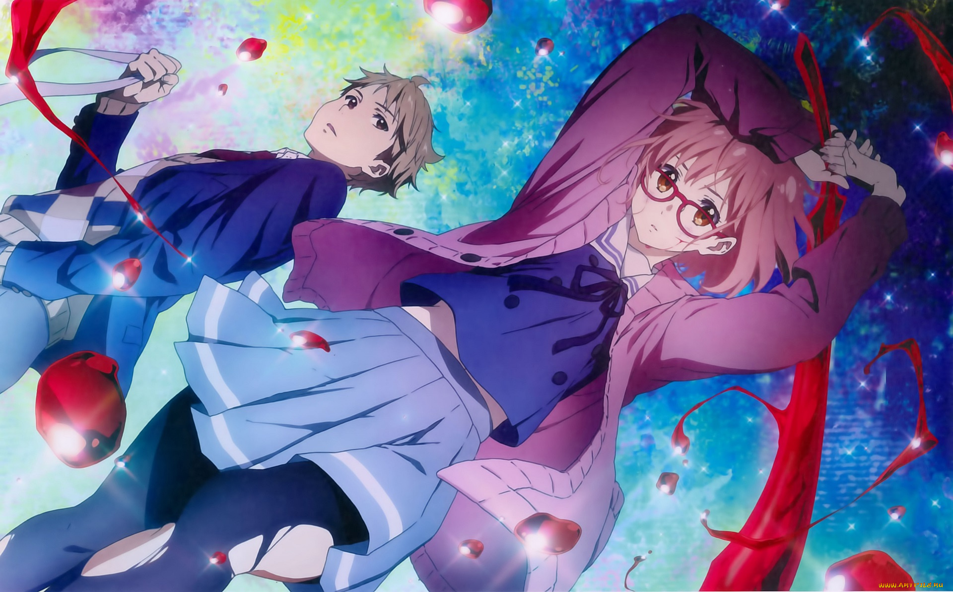 аниме, kyoukai, no, kanata, парень, девушка