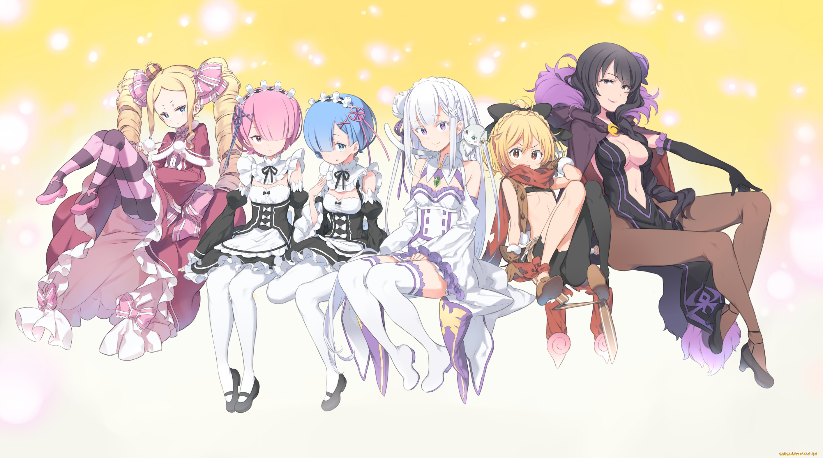 аниме, re, , zero, kara, hajimeru, isekai, seikatsu, девочки