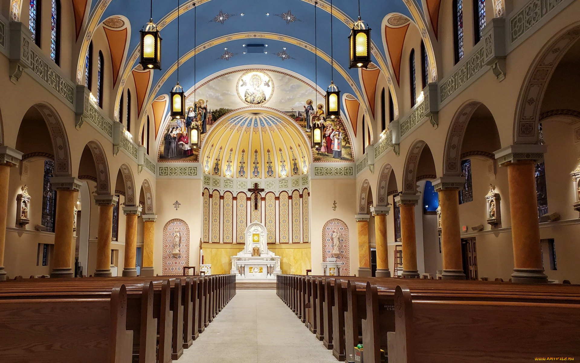 cathedral, of, our, lady, of, perpetual, help, oklahoma, usa, интерьер, убранство, , роспись, храма, cathedral, of, our, lady, perpetual, help