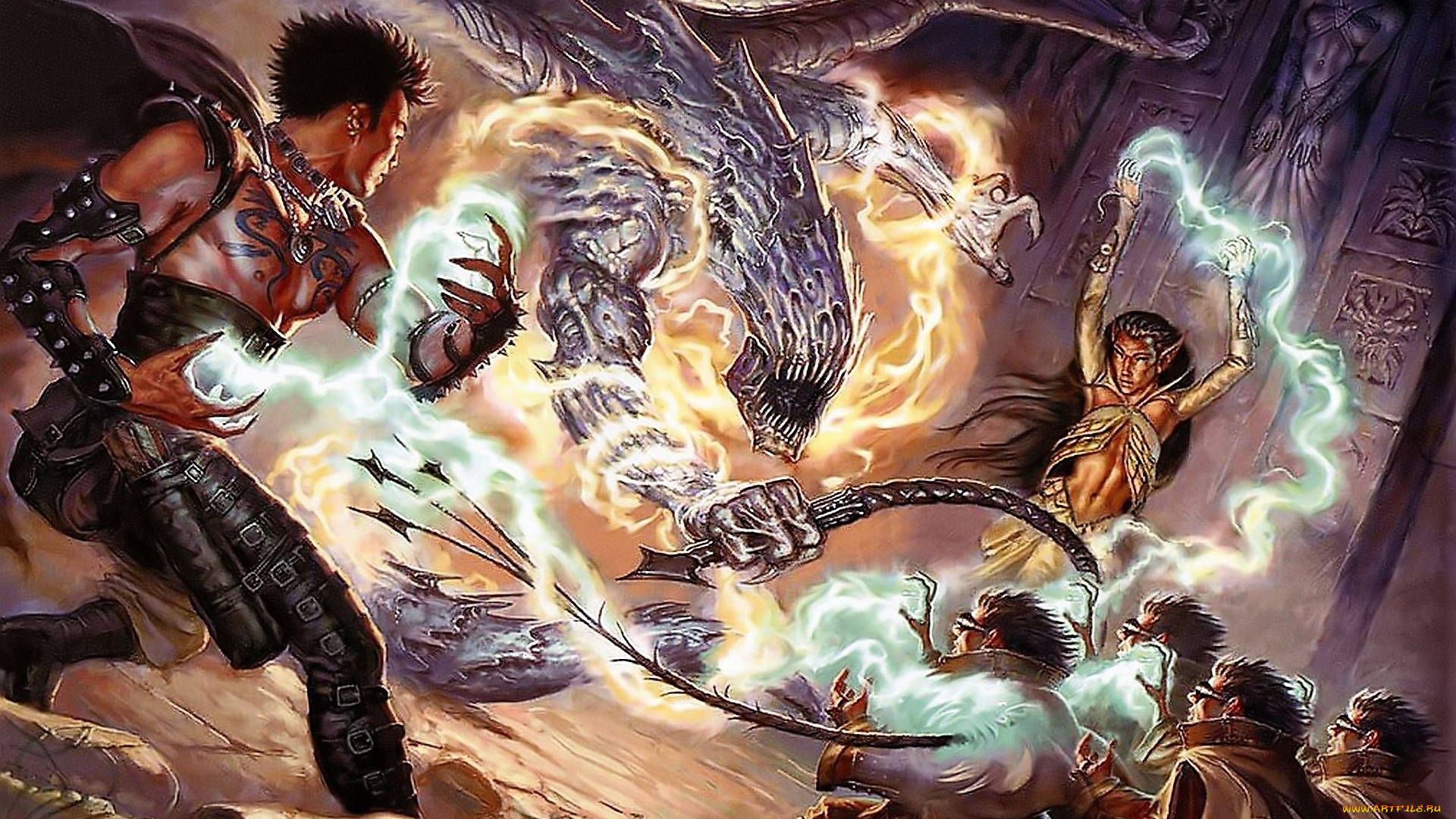 видео, игры, dungeons, &, dragons, online, персонажи, бой